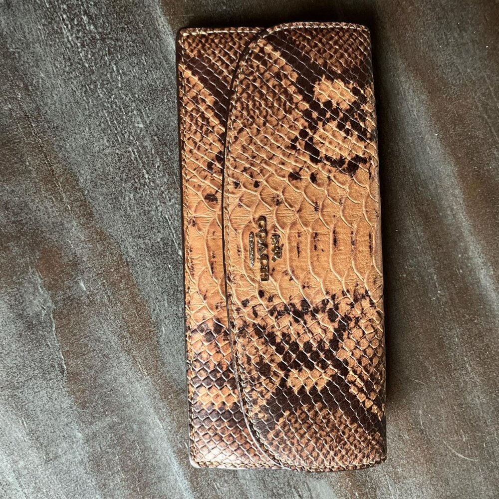 Coach Neutral Python Pattern Purse With Matching … - image 4